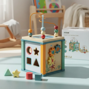Cubo de Madera Actividades 5 en 1 para Bebés