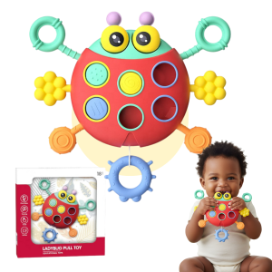 Juguete sensorial Montessori mariquita tirable para bebés